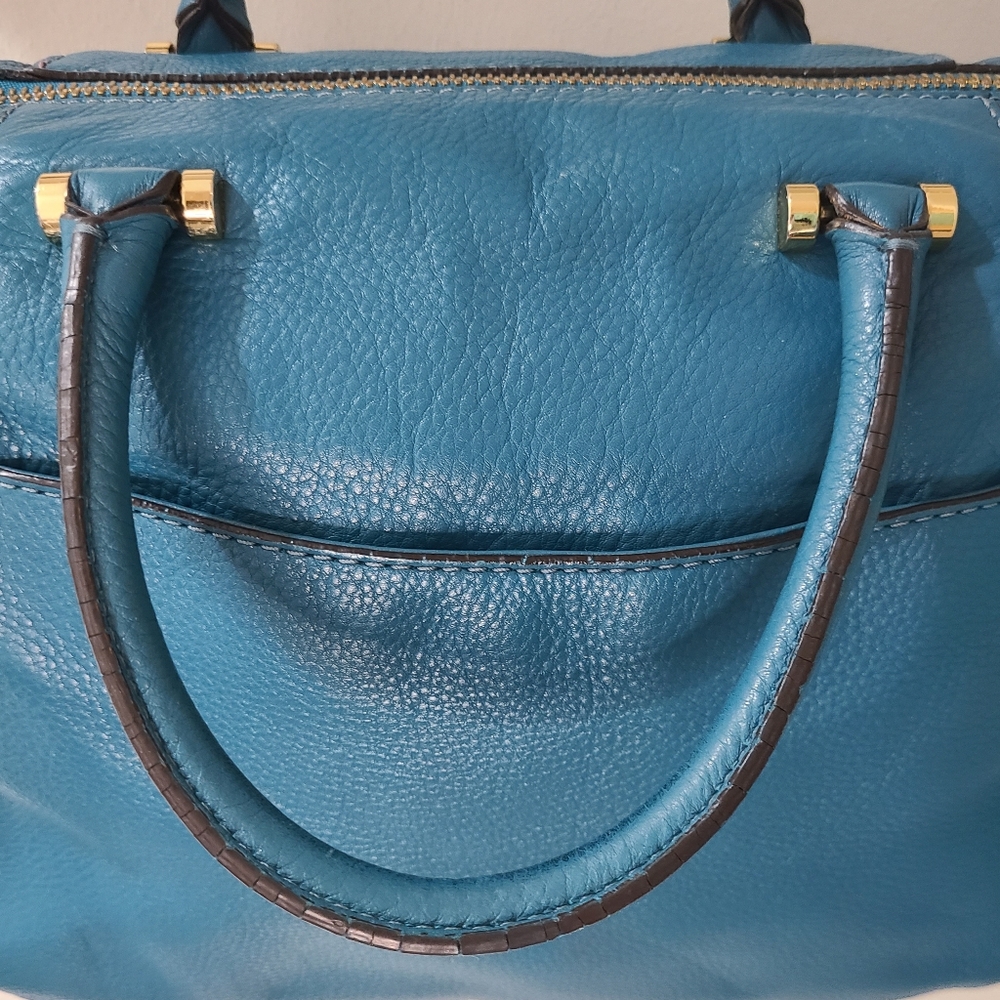 Michael Kors Large Fulton TZ Pebbled Leather Satchel in Deep Turqouise - Picture 16 of 16